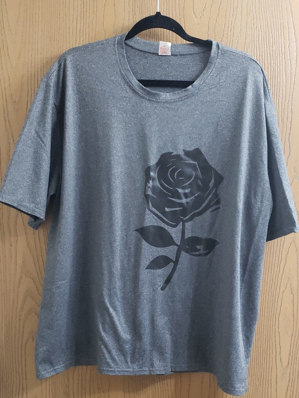 Women's Gray Short-Sleeve Tee with Rose Graphic